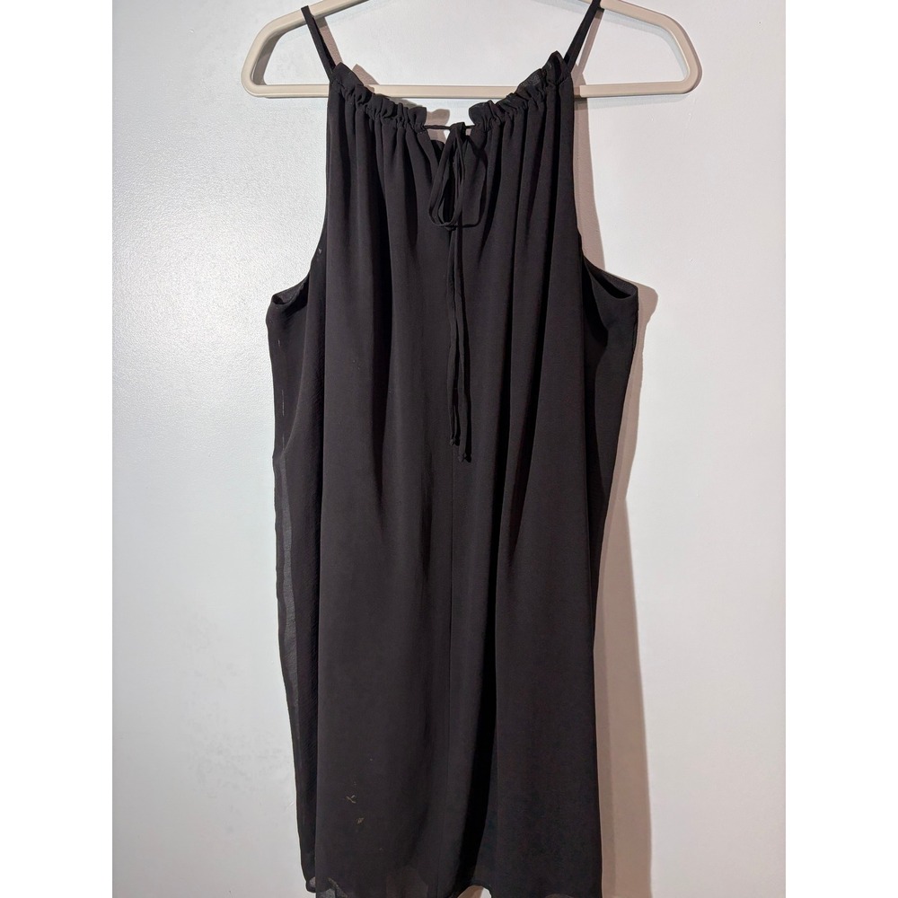 Emma & Michele Women Black Halter Neck Ruffle Dress Plus Size 14W Flowy Shift